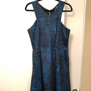 Jennifer Lopez snake-print fit and flare dress